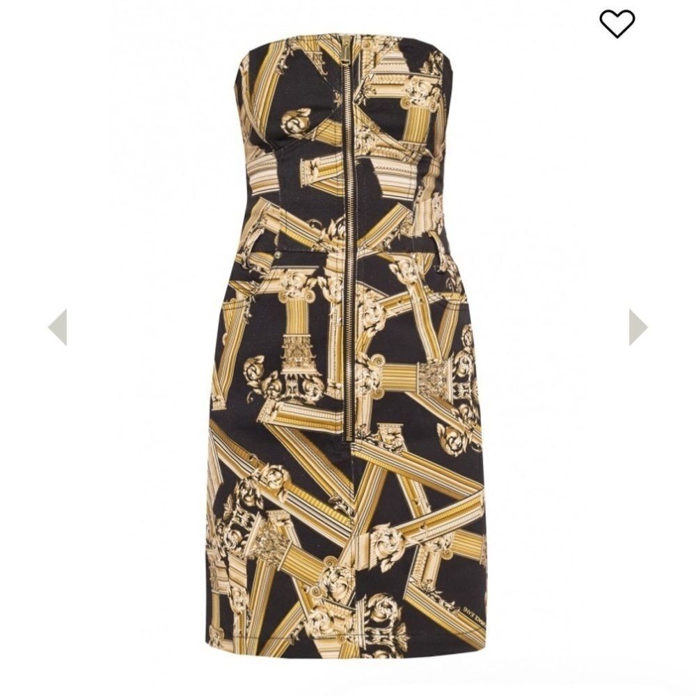 Versace Jeans zip up dress size US 6 Baroque-Printed Denim